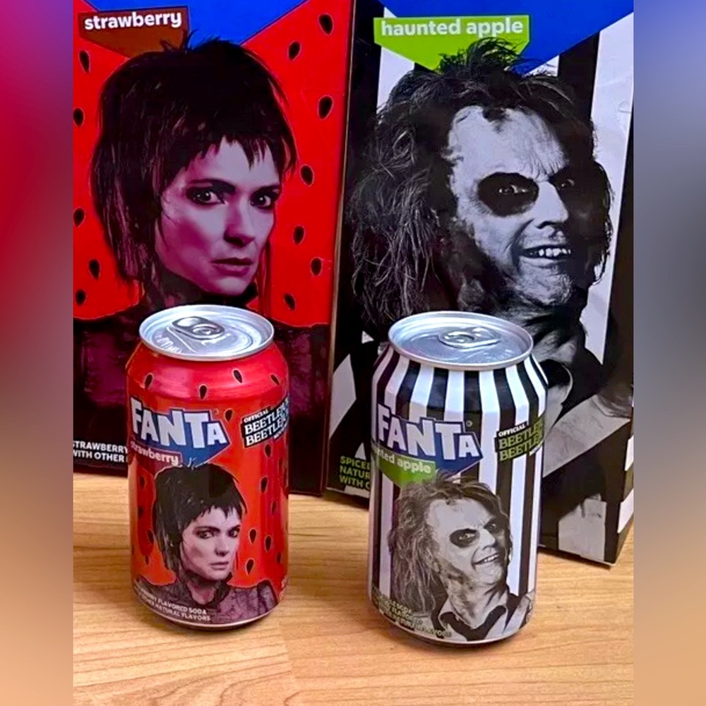 Beetlejuice Hunted Apple & Strawberry Limited Edition Sealed Soda Cans